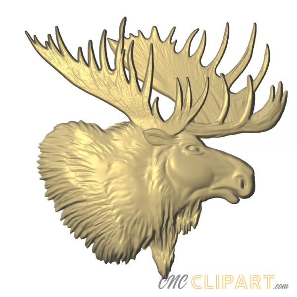 A 3D Relief Model of a Moose head in profile