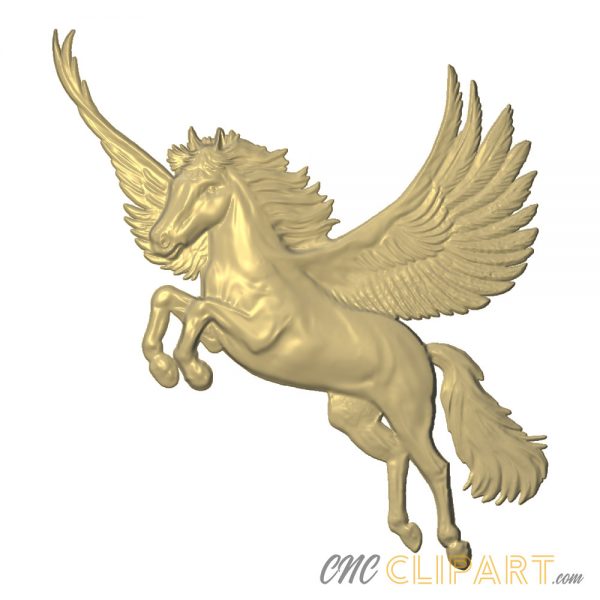 A 3D Relief Model of a Pegasus winged horse in flight
