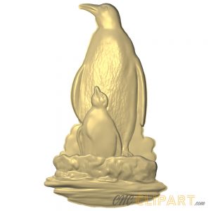 A 3D Relief Model of a Penguin and her young