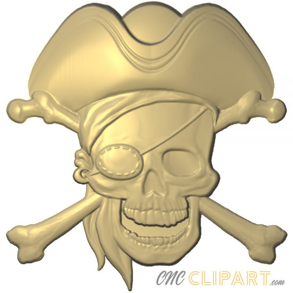 A 3D Relief Model of a Pirate Skull and Crossbones
