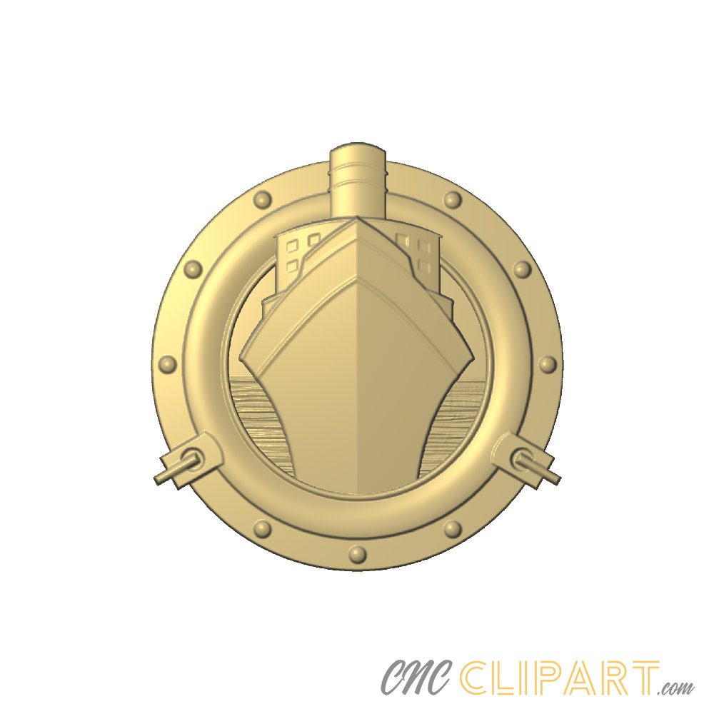 A 3D Relief Model of a Porthole Window framing a Ship