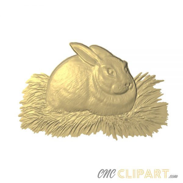 A 3D Relief Model of a Rabbit sitting in some grass