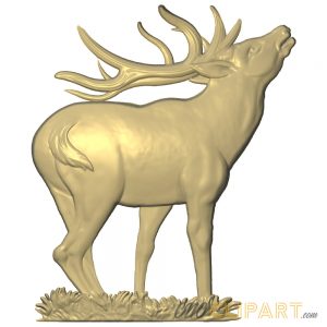 A 3D Relief model of a Red Deer raising its head