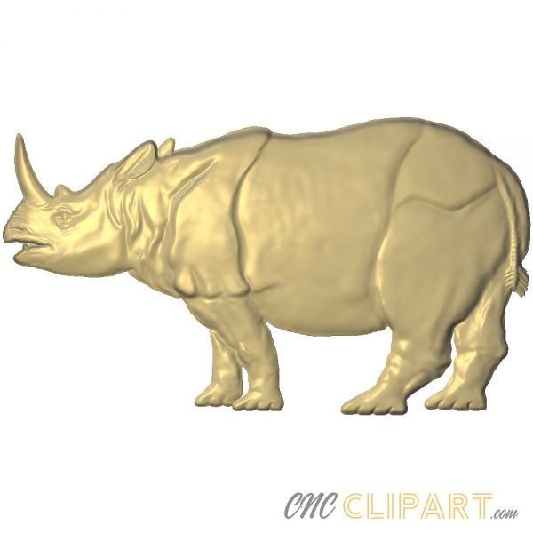 A 3D Relief model of a Rhino in profile