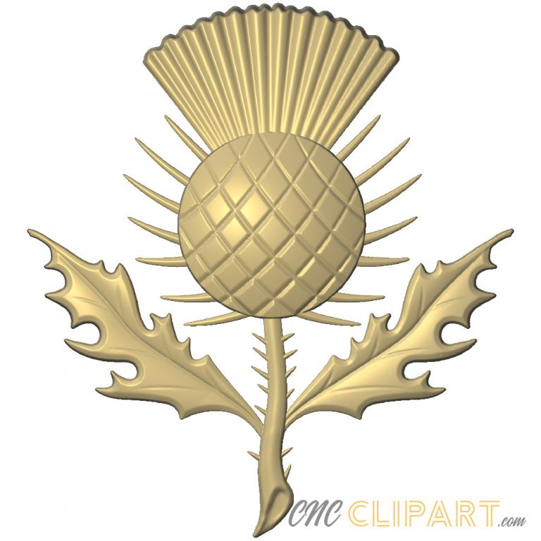 Scottish Thistle 3D Relief Model CNC Clipart