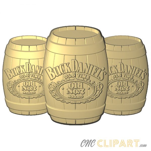 A 3D Relief Model of three Whiskey Barrels 