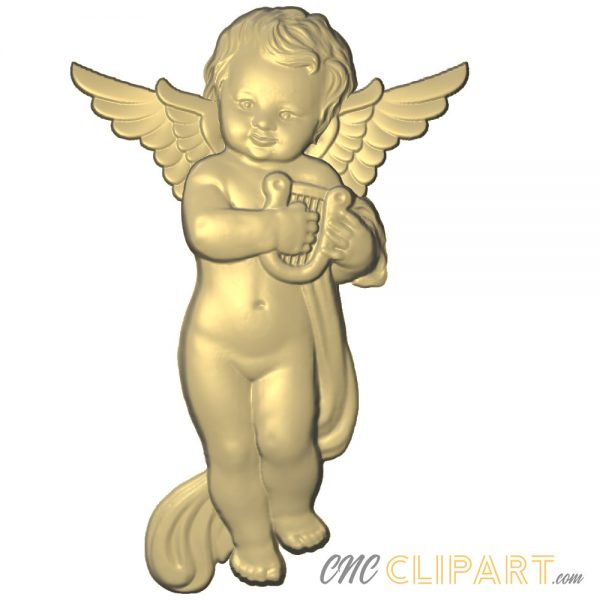 A 3D Relief Model of a Cherub with a small Harp