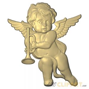 A 3D Relief Model of a Cherub with a Bugle