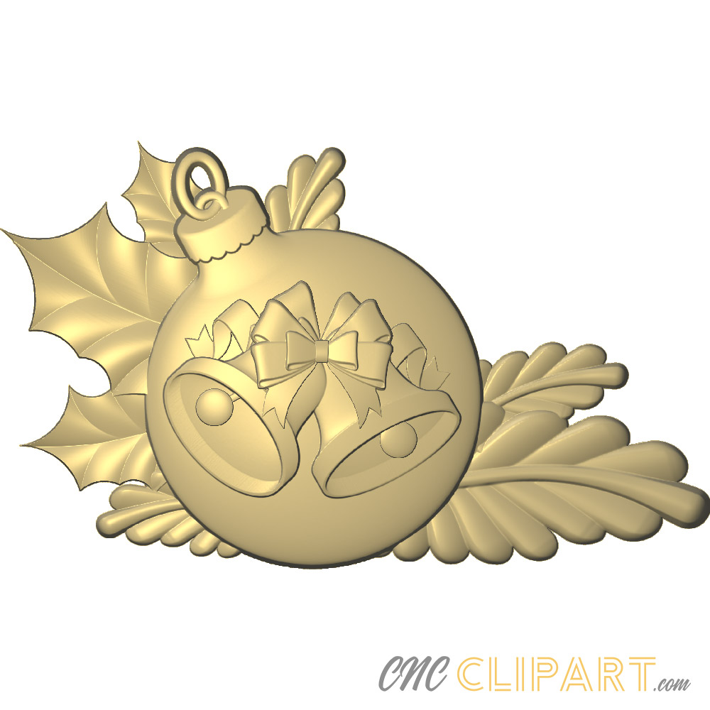 A 3D Relief Model of a Christmas Bauble with Bell motif