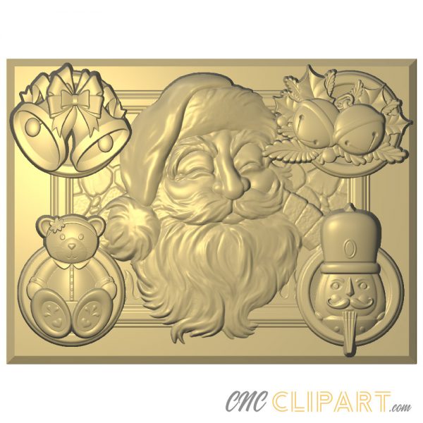 A 3D Relief Model of a Christmas Collage featuring a variety of Christmas themed imagery