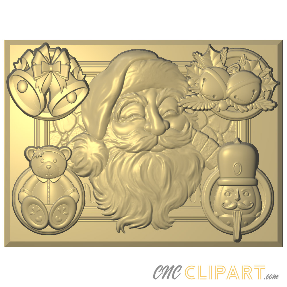 A 3D Relief Model of a Christmas Collage featuring a variety of Christmas themed imagery