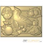 A 3D Relief Model of a Christmas Collage featuring a variety of Christmas themed imagery