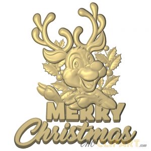 A 3D Relief Model of a Merry Christmas Reindeer Sign