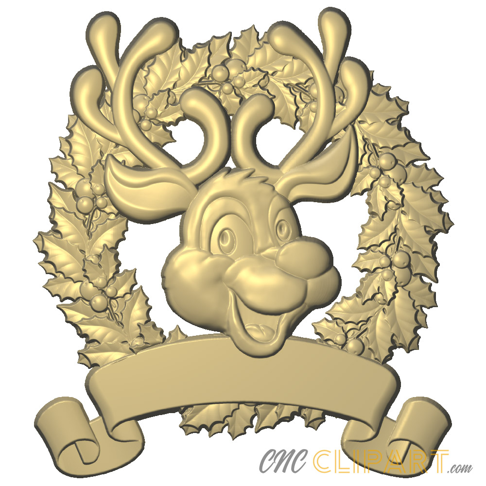A 3D Relief Model of a Merry Christmas Reindeer Sign with space for your own custom text