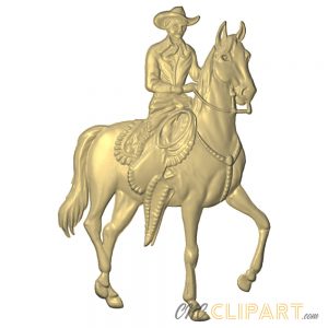 A 3D Relief Model of a Cowboy on Horseback