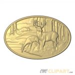 A 3D Relief Model of a Deer scene set in an oval frame