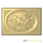 A 3D Relief Model of a Deer set in a square frame
