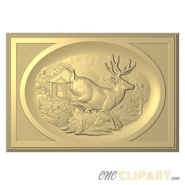 A 3D Relief Model of a Deer set in a square frame