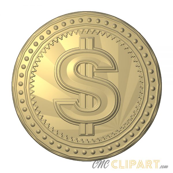 A 3D Relief Model of an illustrative Dollar coin