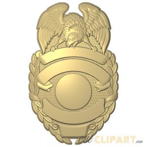 A 3D Relief Model of a Badge template with space to customize with your own text