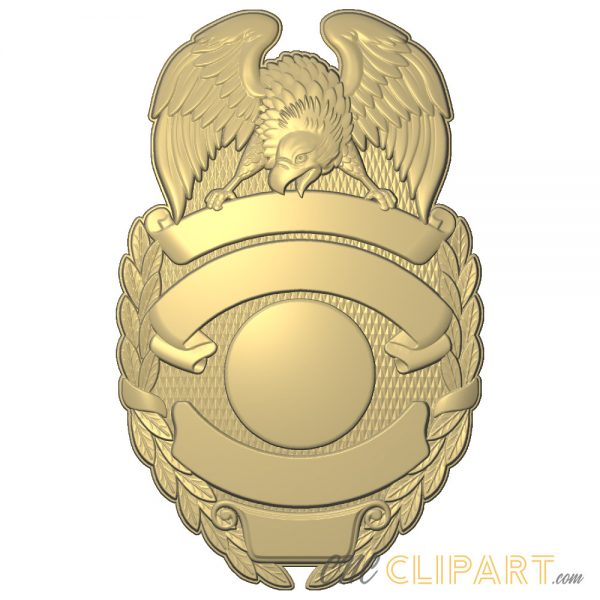 A 3D Relief Model of a Badge template with space to customize with your own text