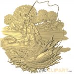 A 3D Relief Model of a fisherman reeling in his catch 