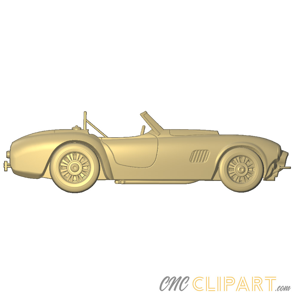 A 3D Relief Model of an AC Shelby Cobra in profile