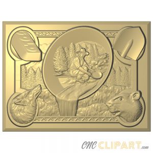 A framed 3D Relief Model depicting scenes representing the Alaska Gold Rush