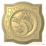 A framed 3D Relief Model of a Chinese Dragon