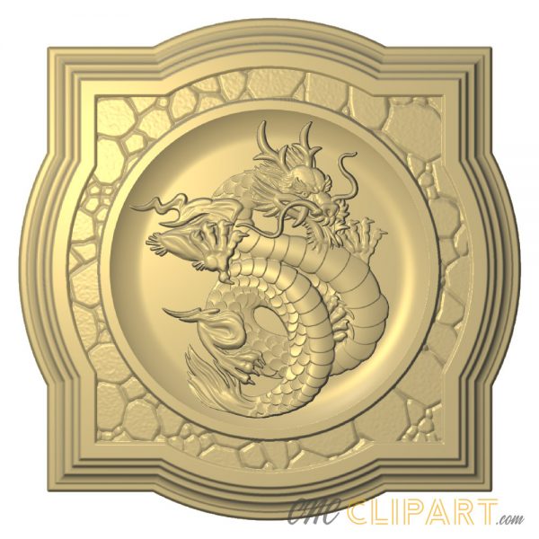 A framed 3D Relief Model of a Chinese Dragon