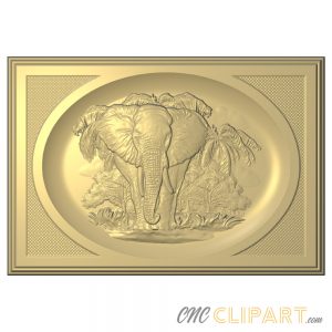 A framed 3D Relief Model of an Elephant