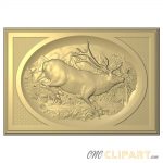 A framed 3D Relief Model of an Elk in a nature scene