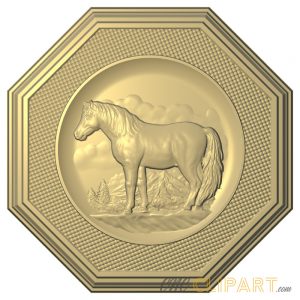 A framed 3D Relief Model of a Horse