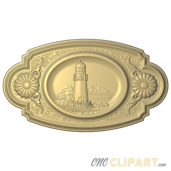 A framed 3D Relief Model of a Lighthouse with nautical elements