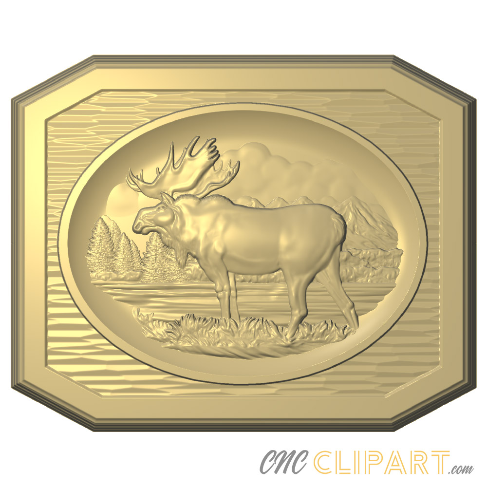 A framed 3D Relief Model of a Moose