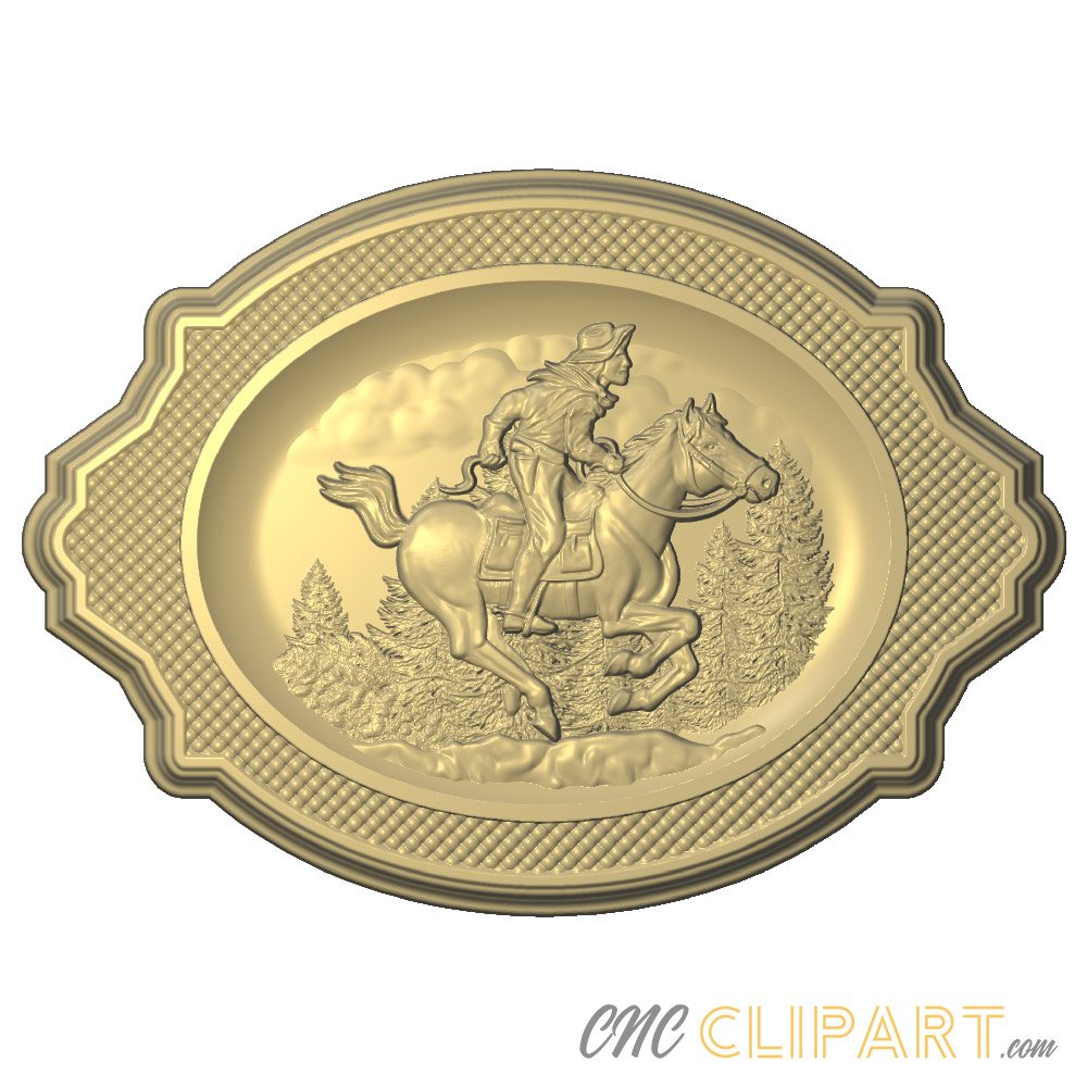 A framed 3D Relief Model of Pony Express Rider delivering mail in the Old West