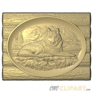 A framed 3D Relief Model of a Wolf