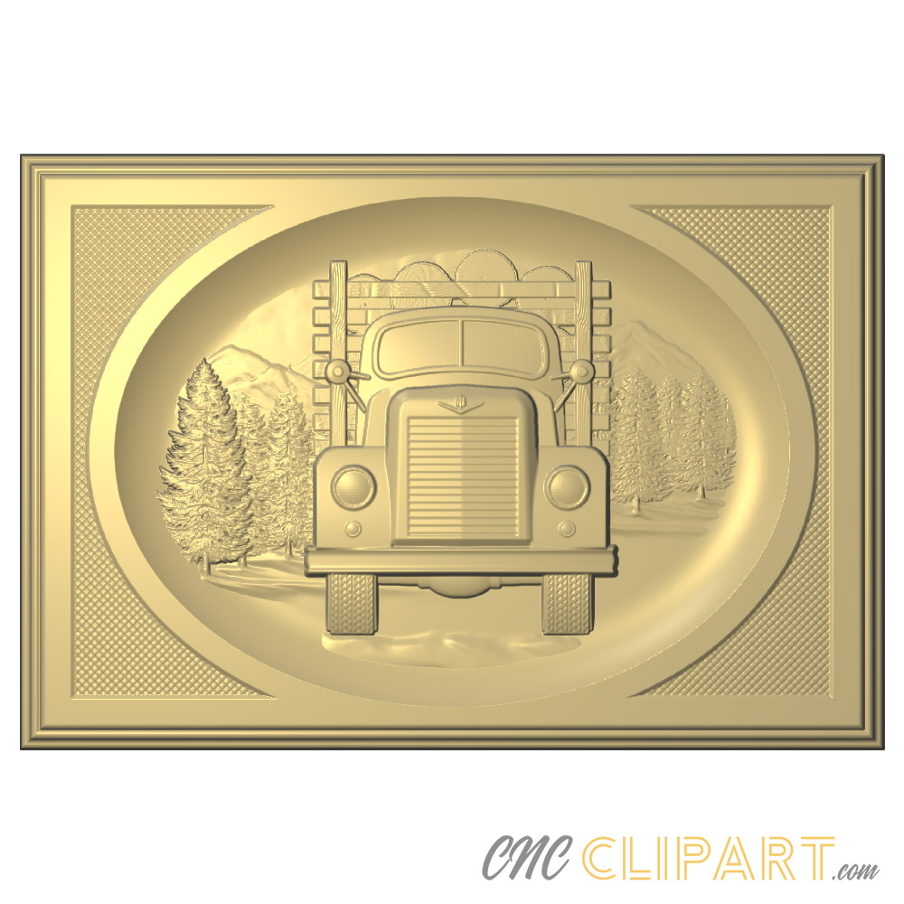 A framed 3D Relief Model of a Wood Truck