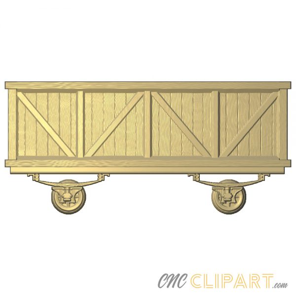 A 3D Relief Model of a Railroad Boxcar or Rail Freight Wagon