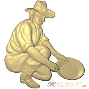 A 3D Relief Model of a man panning for Gold