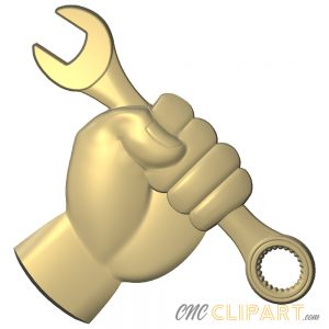 A 3D Relief Model of hand grasping a Wrench or Spanner