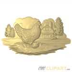 A 3D Relief Model of Hen on the Farm