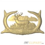 A 3D Relief Model of Deer scene set in a deer horn frame