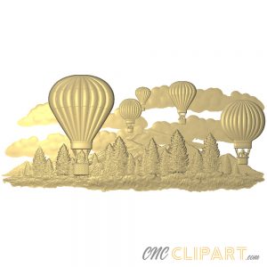 A 3D Relief Model of Hot Air Balloons taking off in the countryside