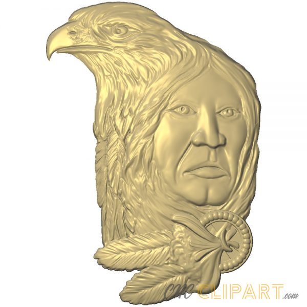 A 3D Relief Model of an Eagle merged with a Native American Shaman