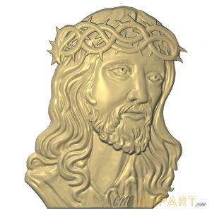 A 3D Relief Model depicting the face of Jesus Christ with a Crown of Thorns