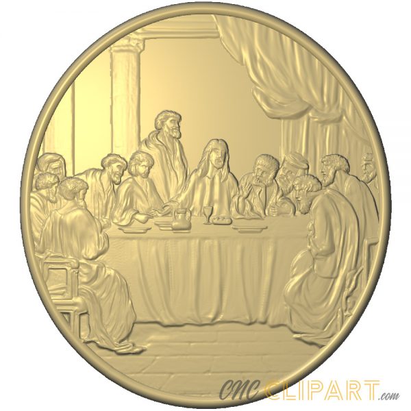 A 3D Relief Model of the last supper in a circular frame