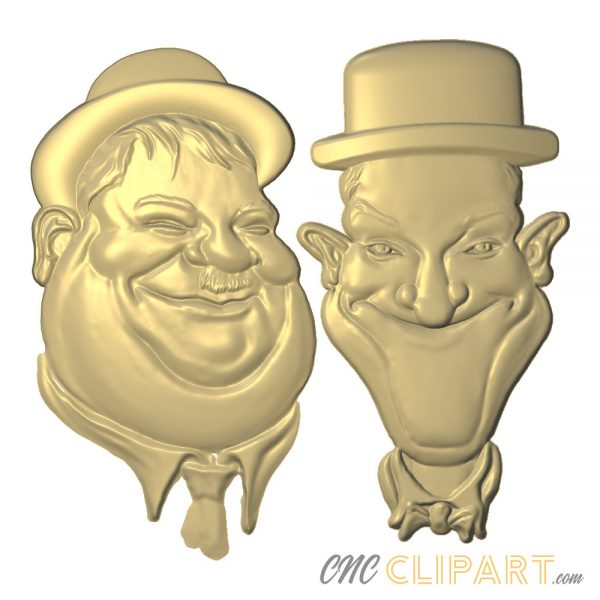 A 3D Relief Model of Stan Laurel and Oliver Hardy in caricature