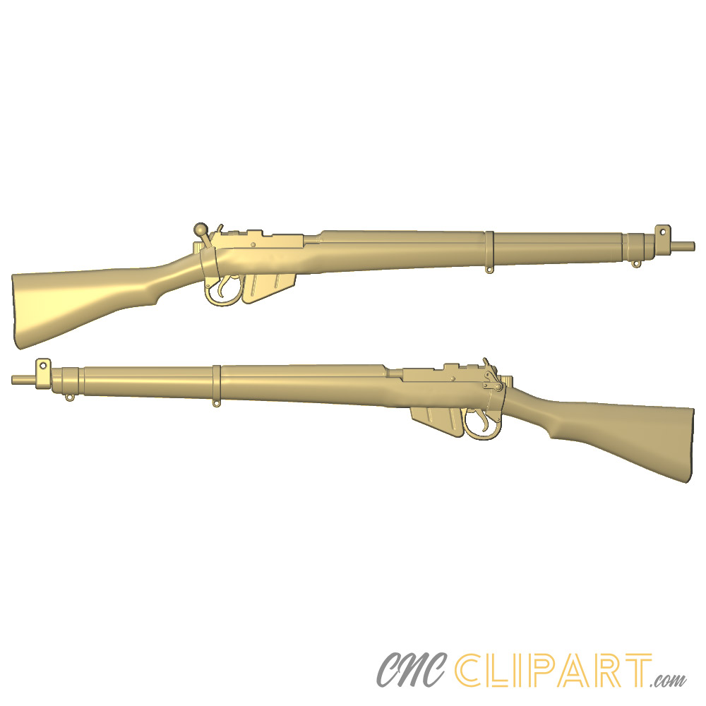 Lee Enfield Rifle Pair 3D Relief Model - CNC Clipart
