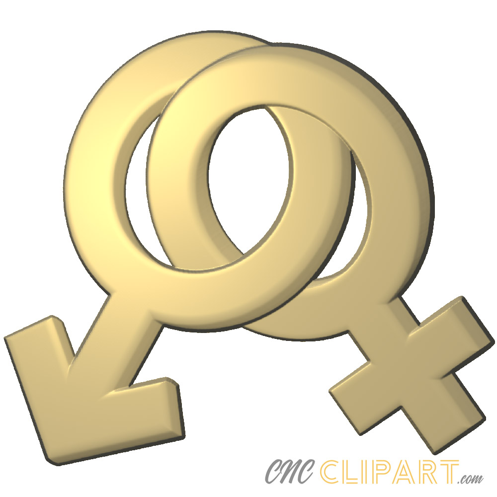 A 3D Relief Model depicting the Male and Female symbols